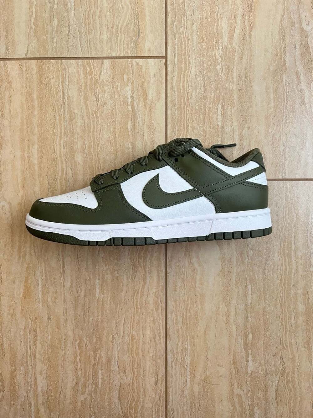 Nike Women's Dunk Low Olive Green and White Sneakers